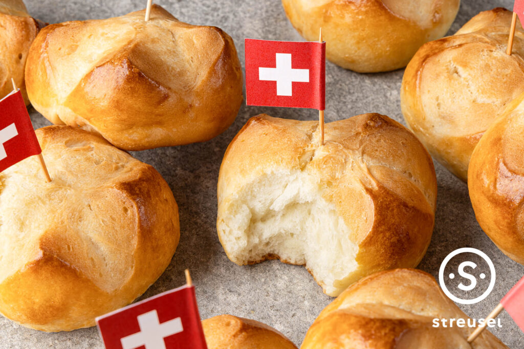 Rezept für selbst gemachte 1-August-Weggen mit Übernachtgare.